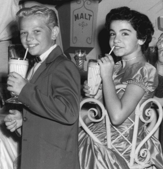 At the Malt Shoppe with my girlfriend, Annette. 1955.
